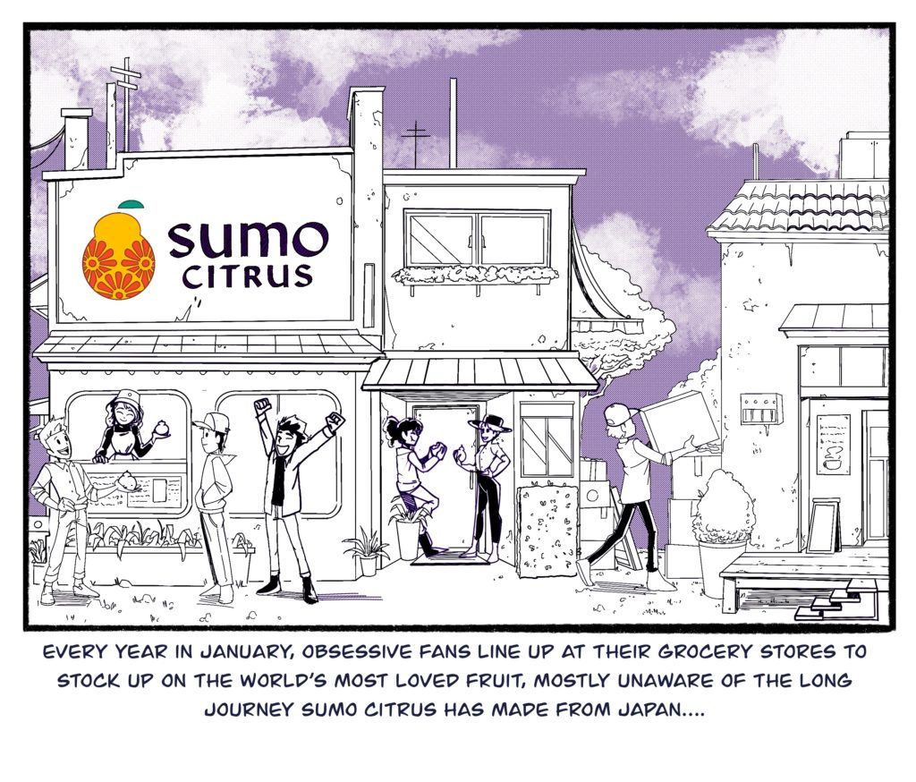 Every year in January, obsessive fans line up at their grocery stores to stock up on the world's most loved fruit, mostly unaware of the long journey sumo citrus has made from Japan...