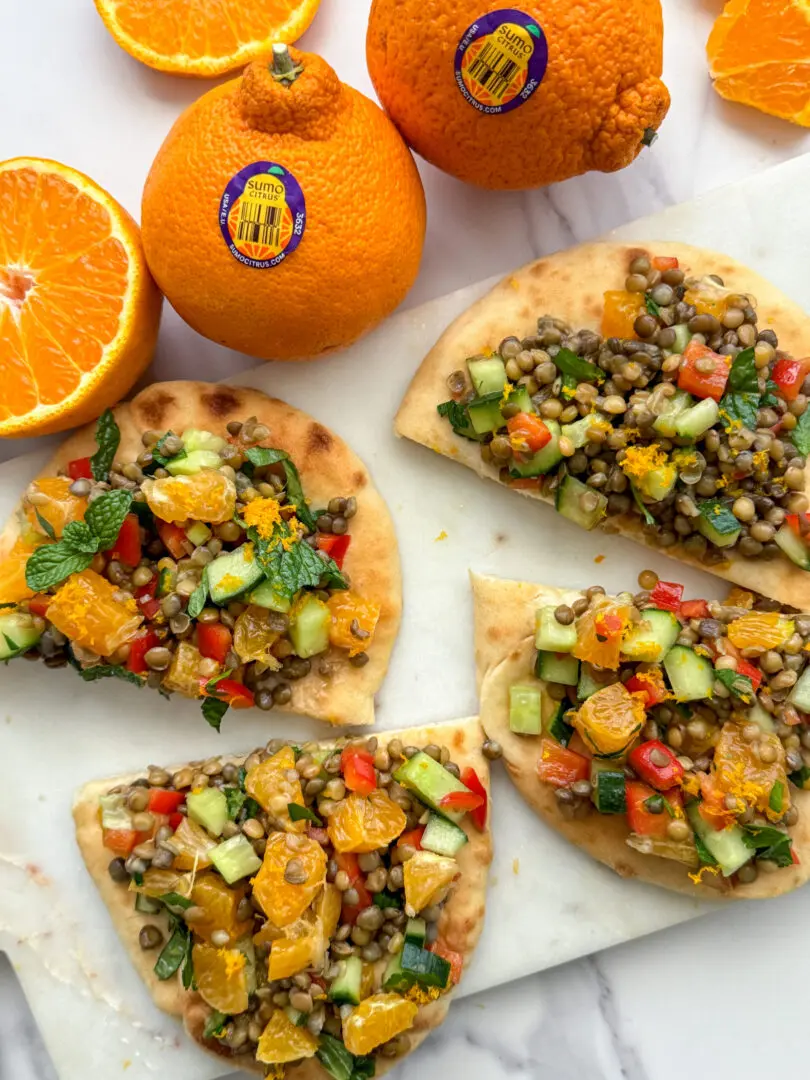 Blue Zones Inspired Lentil Sumo Citrus Flatbread - Sumo Citrus